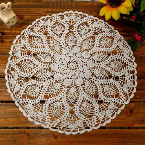 Product Cover kilofly Handmade Crochet Cotton Lace Table Sofa Doily, Waterlily, White, 20 inch