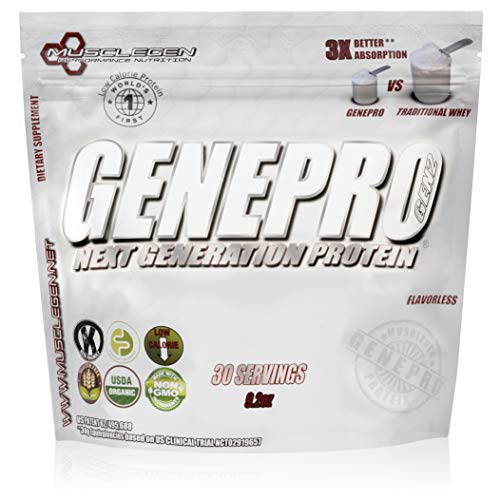 Product Cover GENEPRO Medical Grade Protein, 30 Servings by Musclegen Research - Premium Protein for Absorption, Muscle Growth & Mix-Abilty. Gluten-Free, No Sugar, Flavorless and Mixes with Any Drink