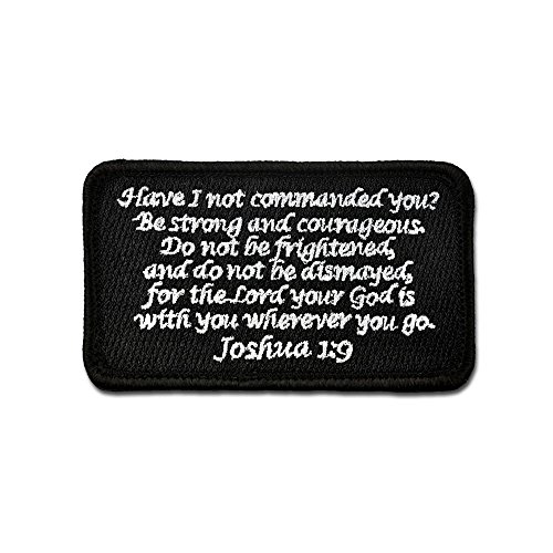 Product Cover Bastion Tactical Combat Badge Military Hook and Loop Badge Embroidered Morale Patch - Joshua 1:9 (Black)
