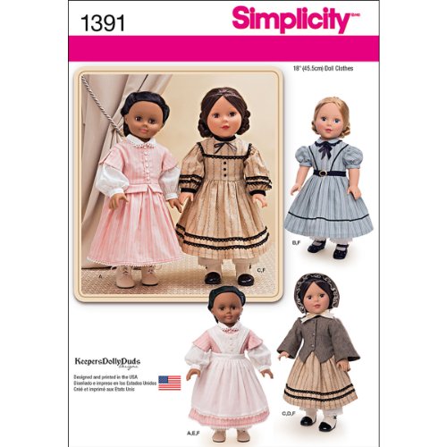 Product Cover Simplicity 1391 Historical Civil War Doll Clothing Sewing Patterns, 18'' Dolls