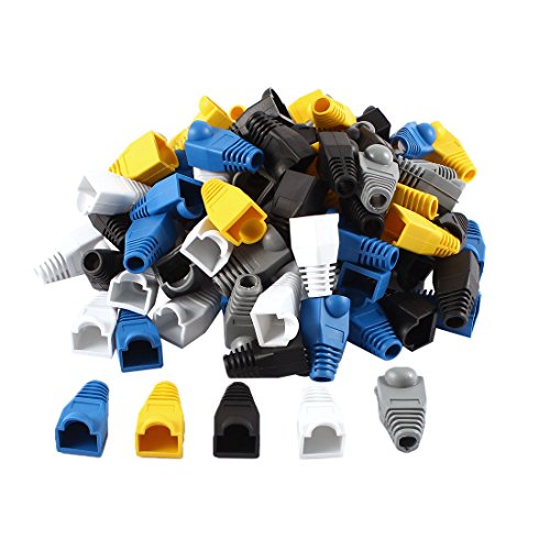 Product Cover uxcell 100 Pcs Soft Plastic Ethernet RJ45 Cable Connector Boots Cover