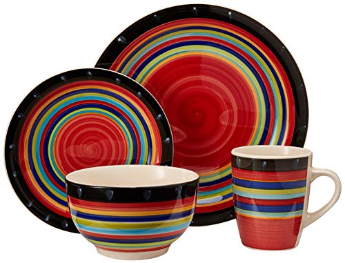 Product Cover Gibson Home 97694.16r Casa Stella 16-Piece Dinnerware Set, Red