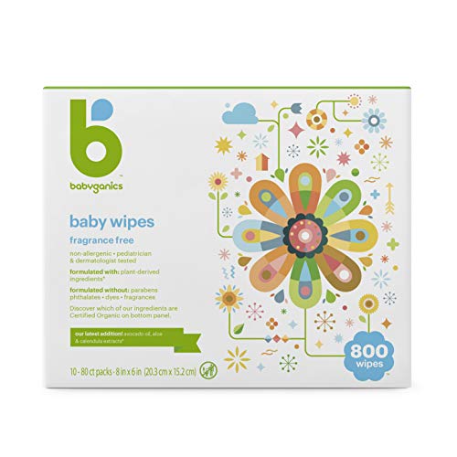 Product Cover Babyganics Face, Hand & Baby Wipes, Fragrance Free, 800 Count (Contains Eight 100-Count Packs)