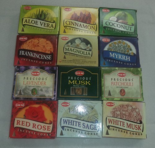 Product Cover Hem 12 Assorted Boxes of Incense Cones, 12 X 10 (120 total)