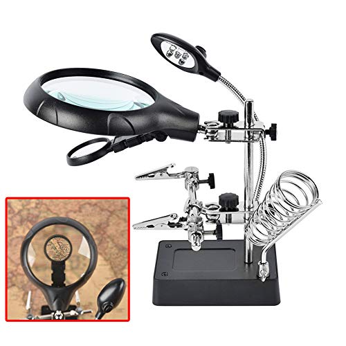 Product Cover Beileshi 2.5X 7.5X 10X LED Light Helping Hands Magnifier Soldering Station,Magnifying Glass Stand with Auxiliary Clamp and Alligator Clips