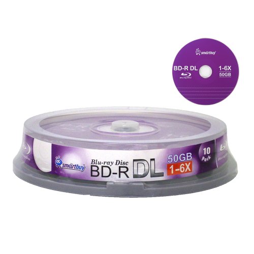 Product Cover Smart Buy 10 Pack Bd-r Dl 50gb 6X Blu-ray Double Layer Recordable Disc Blank Logo Data Video Media 10-Discs Spindle