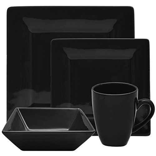 Product Cover 10 Strawberry Street Square 16 Piece Dinnerware Set, Black