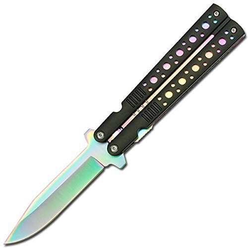 Product Cover TAC Force Assisted Opening Black Handle Rescue Folder Half Stainless Steel Rainbow Blade Knife