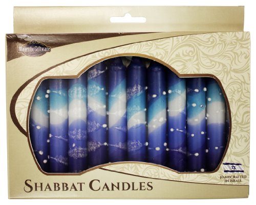 Product Cover Majestic Giftware SC-SHSN-B Safed Shabbat Candle, 5-Inch, Snow Blue, 12-Pack