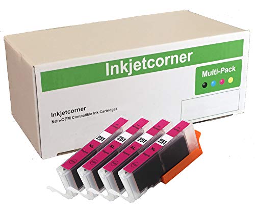 Product Cover Inkjetcorner Compatible Ink Cartridge Replacement for CLI-251XL CLI-251M Works with MX722 MX922 MG5620 MG5520 MG6620 MG6420 MG5420 MG5522 MG7120 MG7520 iX6820 MG6320 (Magenta, 4-Pack)