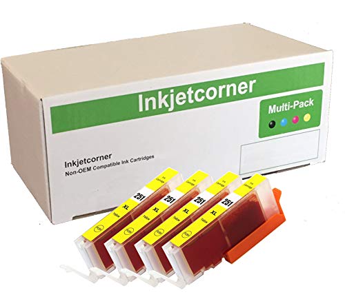 Product Cover Inkjetcorner Compatible Ink Cartridge Replacement for CLI-251XL CLI-251Y for use with MX922 MX722 MG5620 MG5520 MG6620 MG6420 MG5420 MG5522 MG7120 MG7520 iX6820 MG6320 (Yellow, 4-Pack)