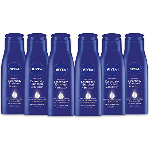 Product Cover NIVEA Essentially Enriched Body Lotion - 48 Hour Moisture For Dry to Very Dry Skin - 2.5 fl. oz. Bottle (Pack of 6)