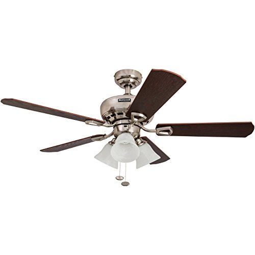 Product Cover Honeywell Ceiling Fans Honeywell Springhill 50184 Sloped Ceiling Fan, Brushed Nickel