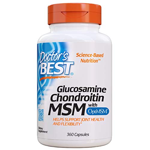Product Cover Doctor's Best Glucosamine Chondroitin Msm with optimsm, Supports Healthy Joint Structure, Function & Comfort, Non-GMO, Gluten Free, Soy Free, 360 caps