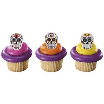 Product Cover Day of the Dead Dia de Muertos Skeleton Cupcake Rings (24 Pieces)