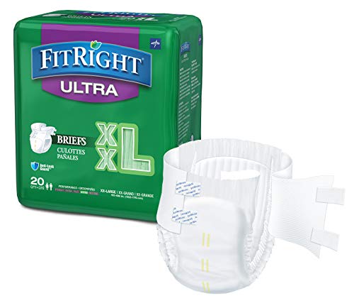 Product Cover FitRight Ultra Adult Diapers, Disposable Incontinence Briefs with Tabs, Heavy Absorbency, XX-Large, 60