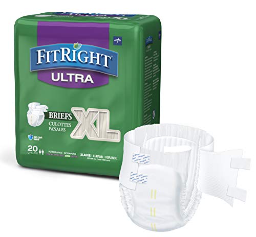Product Cover FitRight Ultra Adult Diapers, Disposable Incontinence Briefs with Tabs, Heavy Absorbency, X-Large, 57