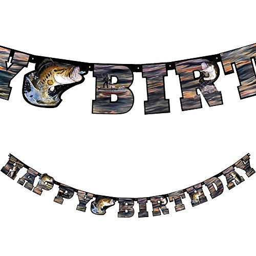 Product Cover Gone Fishin' Happy Birthday Banner, 7-Inch Letters, 7.75-Foot Banner, Gone Fishin' Party Collection by Havercamp