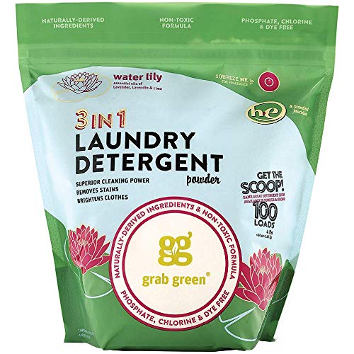 Product Cover Grab Green Natural 3-in-1 Laundry Detergent Powder, Water Lily, 100 Loads