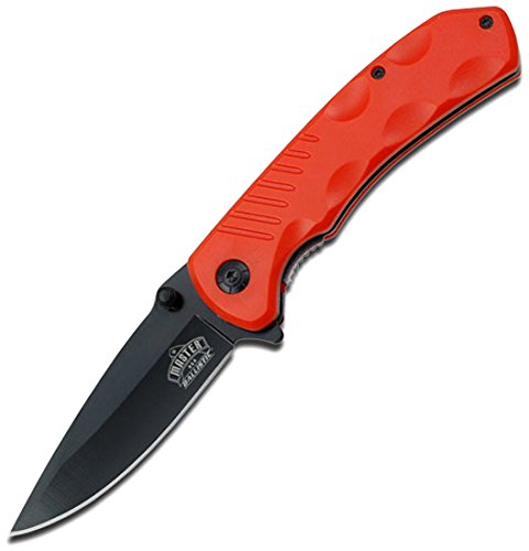 Product Cover Master USA MU-A002OE Spring Assisted Folding Knife, Black Straight Edge Blade, Orange ABS Handle, 4-1/2-Inch Closed