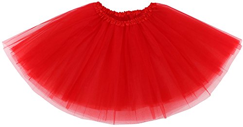 Product Cover Simplicity Women Adult Classic Elastic 3 Layered Ballet Tulle Tutu Skirt, Red