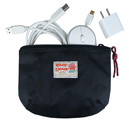 Product Cover Rough Enough Classic Funny Small Pouch for Macbook, Macbook Air Adaptor, Cables, Small Stuffs, Computer Accessories, Vintage, Funny , Fun and Basic. (Black)