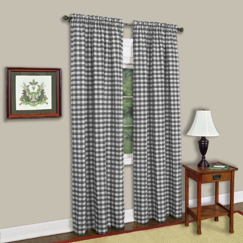 Product Cover Achim Home Furnishings, Black & White Buffalo Check Window Curtain Single Panel, 42