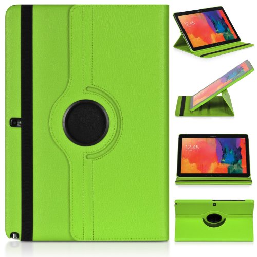 Product Cover Ratesell Samsung Galaxy Note Pro 12.2 & Tab Pro 12.2 Rotating Case Cover - Vegan Leather 360 Degree Swivel Stand for NotePRO (SM-P900) & Tab PRO (SM-T900/T905) 12.2-inch Android Tablet (Green)