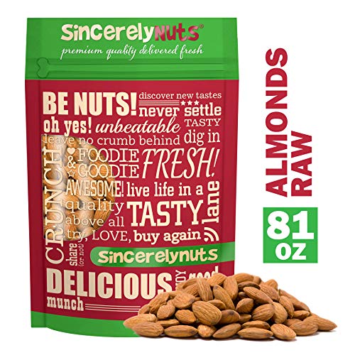 Product Cover Sincerely Nuts - Natural Whole Raw Almonds Unsalted No Shell | 5 Lb. Bag | Low Calorie, Low Sodium, Kosher, Vegan, Gluten Free | Gourmet Kosher Snack Food | Source of Fiber, Protein, Nutrients