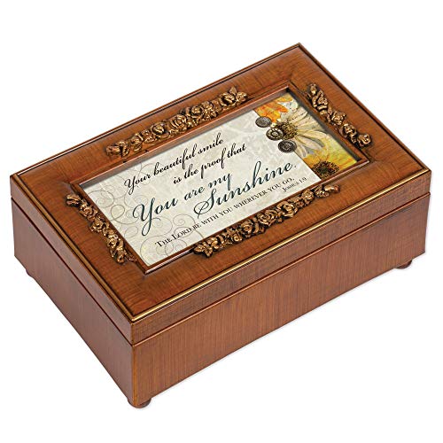 Product Cover Cottage Garden You are My Sunshine Rich Walnut Finish Jewelry Music Box - Plays Song You are My Sunshine