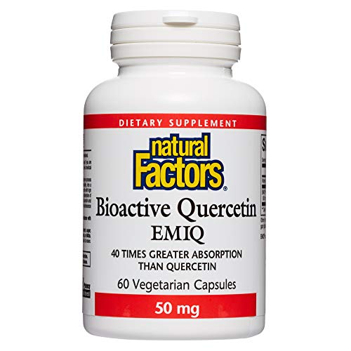 Product Cover Natural Factors, Bioactive Quercetin EMIQ, All Year Support for Healthy Inflammatory Responses and Sinuses, 60 Capsules (60 Servings)