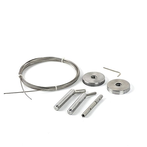 Product Cover Curtain Wire Rod Set Stainless Steel, Multi-purpose, 16.5' Wire, 2 Mounting Pieces by Fasthomegoods
