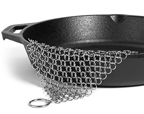 Product Cover Hudson Cast Iron Cleaner XL 7x7 Premium Stainless Steel Chainmail Scrubber