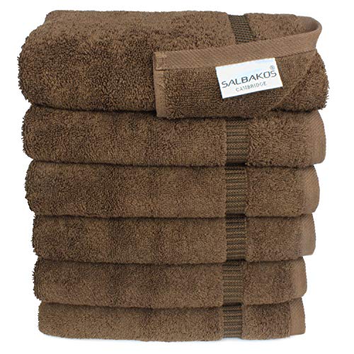 Product Cover Turkish Luxury Hotel & Spa 16x30 Hand Towel Set of 6 - 100% Genuine Turkish Cotton - Organic Eco-Friendly (Hand Towels, Chocolate) by SALBAKOS
