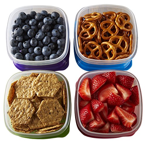 Product Cover Fit & Fresh Stak Pak Portion Control 1-Cup Container Set,  4 BPA-Free Reusable Food Storage Containers and Ice Packs, Healthy Lunch and Snack for School/Work