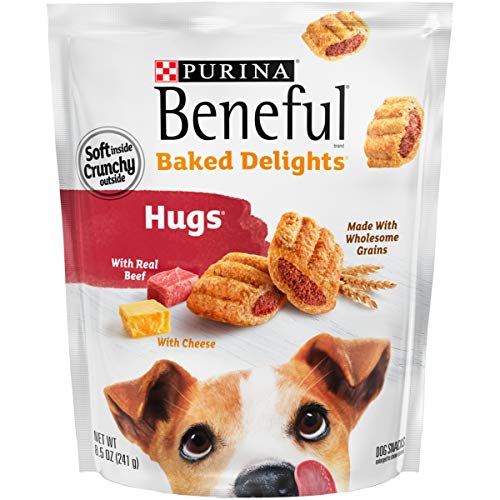 Product Cover Purina Beneful Made in USA Facilities Dog Treats, Baked Delights Hugs With Real Beef & Cheese - (4) 8.5 oz. Pouches