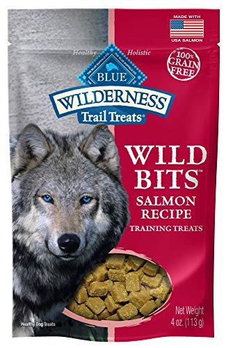 Product Cover Blue Buffalo Wilderness Trail Treats Wild Bits Grain Free Soft-Moist Training Dog Treats, Salmon Recipe 4-oz bag