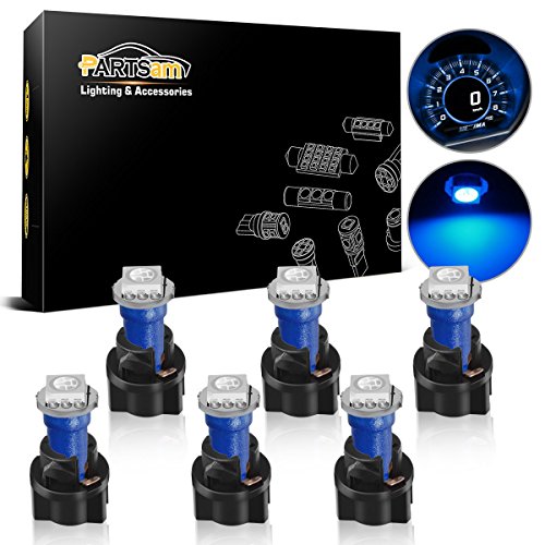 Product Cover Partsam T5 73 74 Instrument Panel Gauge Cluster Dashboard LED Light Bulbs with Twist Sockets-6Pcs Blue