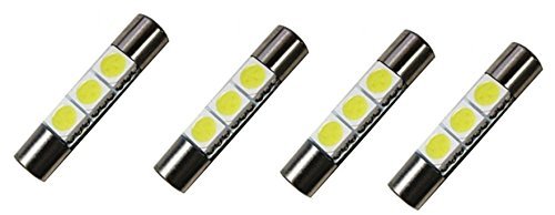 Product Cover Cutequeen Cutequeen Trading 4pcs LED Mirror Fuse Sun Visor 6641 White 30mm(1.23inch) 5050 3-SMD 12V Festoon Dome Light LED Bulbs (pack of 4)