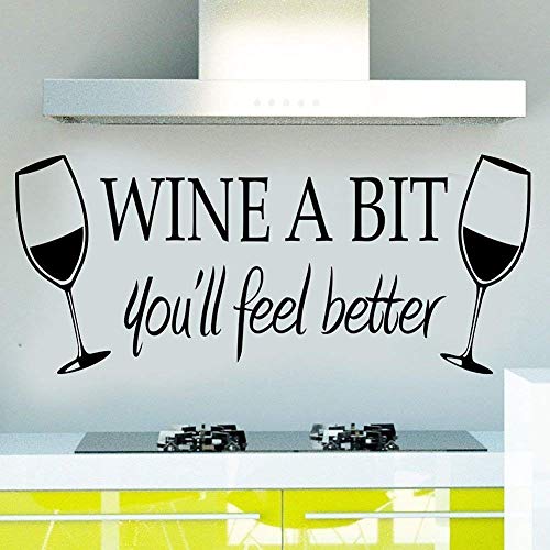 Product Cover Blinggo WINE A BIT you'll feel better Quote Letter Wall Sticker Decal Home Arts Dinning Kitchen Lounge Decor Wall Decoration