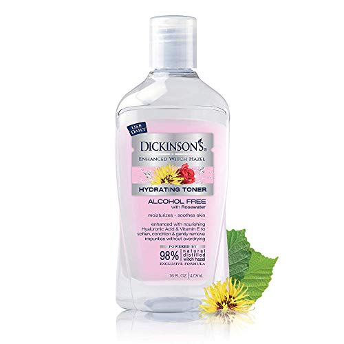 Product Cover Dickinson's Enhanced Witch Hazel Hydrating Toner with Rosewater, Alcohol Free, 98% Natural Formula, 16 Fl. Oz.