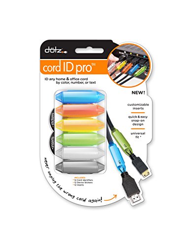 Product Cover Dotz Cord ID Pro Cord and Cable Identification System, 12 Count, Assorted Colors (DCI171M-C)