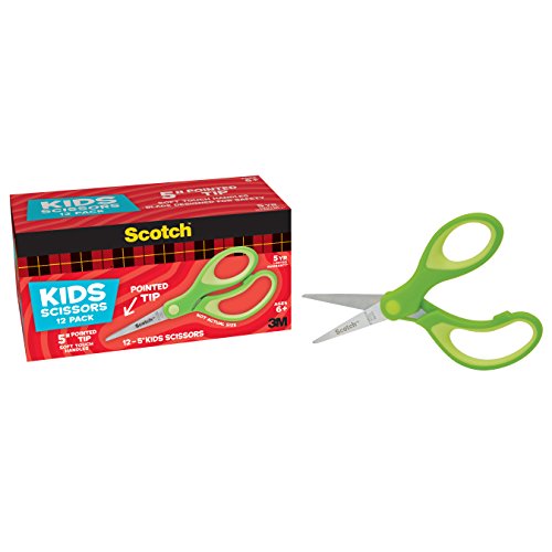 Product Cover Scotch 5-Inch Soft Touch Pointed Kid Scissors, 12 Count Teacher Pack, Green (1442P-12)