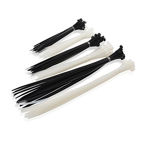 Product Cover Cable Matters Combo Pack Assorted 200 Self-Locking 6+8+12-Inch Nylon Cable Ties (Tie Wraps, Zip Ties) in Black and White