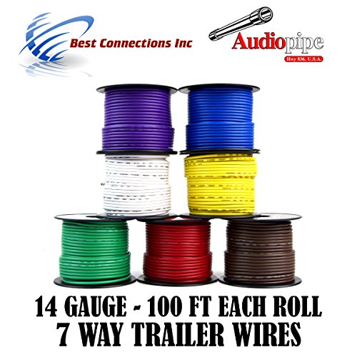Product Cover Audiopipe Trailer Light Cable Wiring Harness 100 Feet Spools 14 Gauge 7 Wire 7 Colors