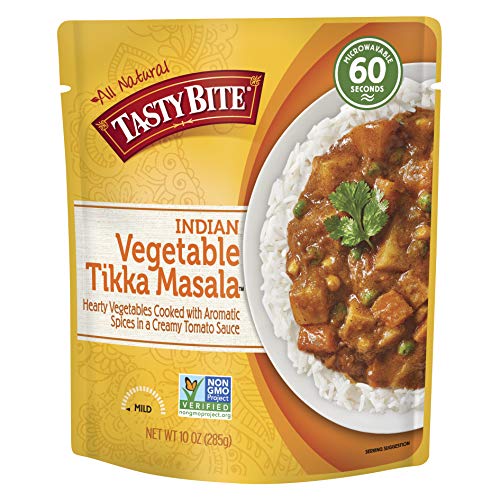 Product Cover Tasty Bite Indian Entree Vegetable Tikka Masala 10 Ounce (Pack of 6), Fully Cooked Indian Entrée with Vegetables & Aromatic Spices in Creamy Tomato Sauce, Vegetarian, Gluten Free, Ready to Eat
