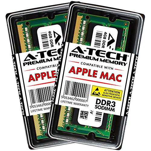Product Cover A-Tech for Apple 8GB Kit (2X 4GB) DDR3 1067MHz / 1066MHz PC3-8500 SODIMM Memory RAM Upgrade for MacBook, MacBook Pro, iMac, Mac Mini - (Late 2008, Early 2009, Mid 2009, Late 2009, Mid 2010) Models