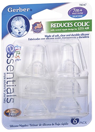Product Cover Gerber First Essentials Silicone Nipples, Fast Flow, 6 ct