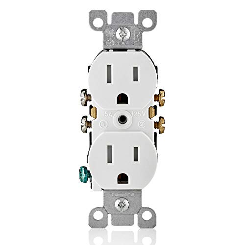 Product Cover Leviton T5320-WMP 15 Amp 125V Tamper Resistant Duplex Receptacle, 10-Pack, White
