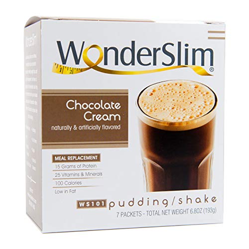 Product Cover WonderSlim High Protein Meal Replacement Weight Loss Shake / Low-Carb Diet Shakes & Pudding Mix (15g Protein) - Chocolate Cream (7ct) - Low Carb, Low Fat, Kosher